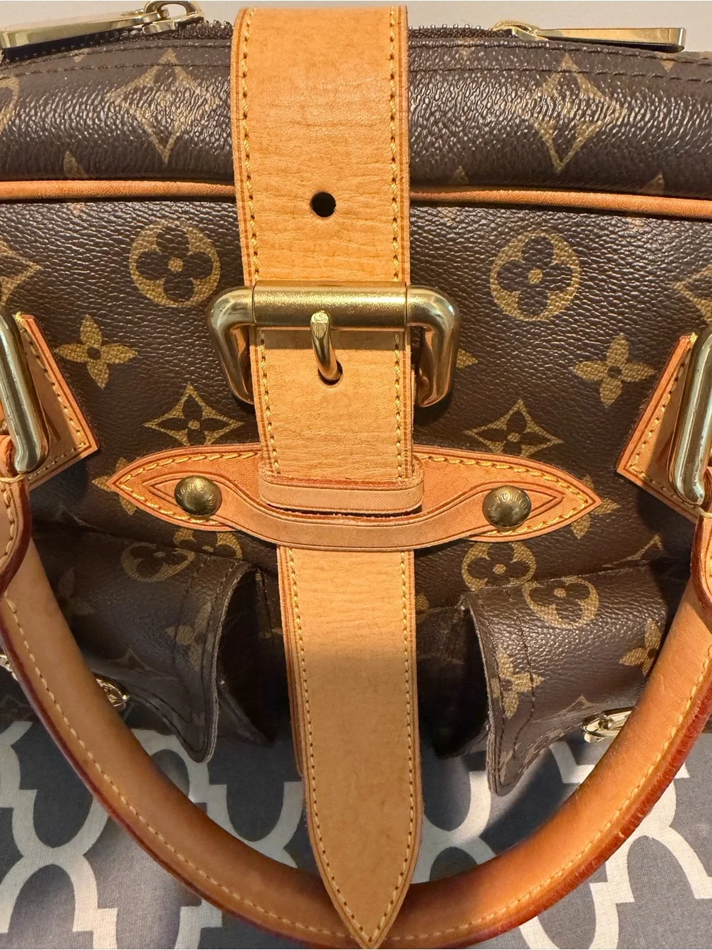 Louis Vuitton Manhattan GM: Monogram Canvas Satchel with Natural Vachetta Trim